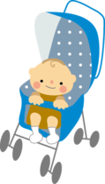 ベビーカーに乗った赤ちゃんのイラスト