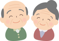 高齢の男女がニコニコしているイラスト