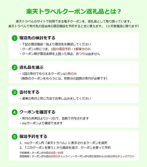 楽天トラベルクーポン返礼品についてのチラシ(【楽天市場】楽天トラベル:静岡県東伊豆町のサイトへリンク)
